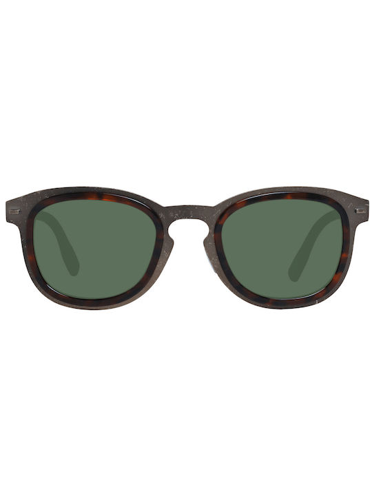 Zegna Men's Sunglasses with Brown Acetate Frame and Green Lenses ZC0007 20R