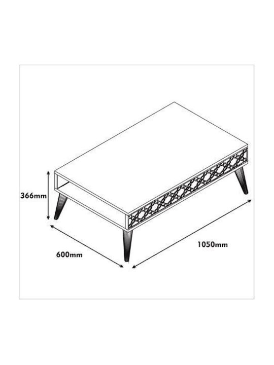 Rectangular Coffee Table Wooden Walnut L105xW60xH36.6cm.