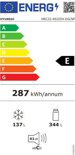 Hyundai 481лт NoFrost В192xШ70xД71.2см. Черен HRC22-4922DX-DG/NF