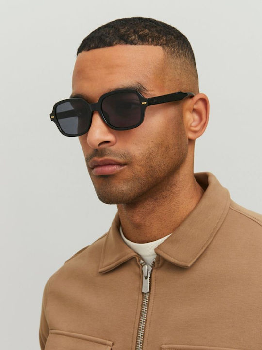 Jack & Jones 12228764 Ανδρικά Γυαλιά Ηλίου με Μαύρο Κοκκάλινο Σκελετό και Μαύρο Φακό 12228764