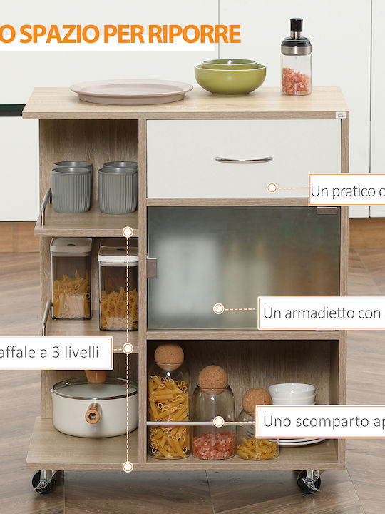 HomCom Wooden Kitchen Trolley 6 Tiers Brown 65x39x80cm