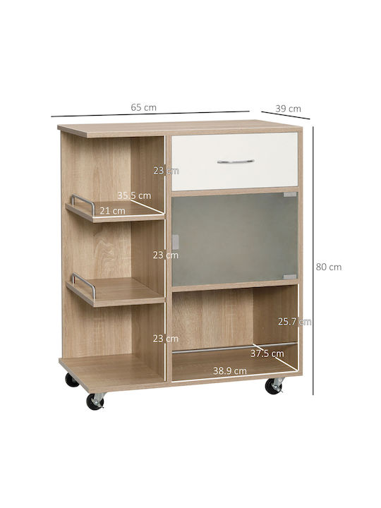 HomCom Wooden Kitchen Trolley 6 Tiers Brown 65x39x80cm
