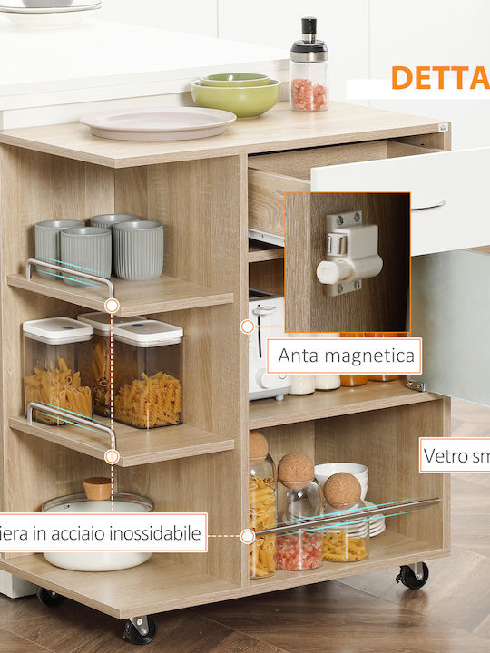HomCom Wooden Kitchen Trolley 6 Tiers Brown 65x39x80cm
