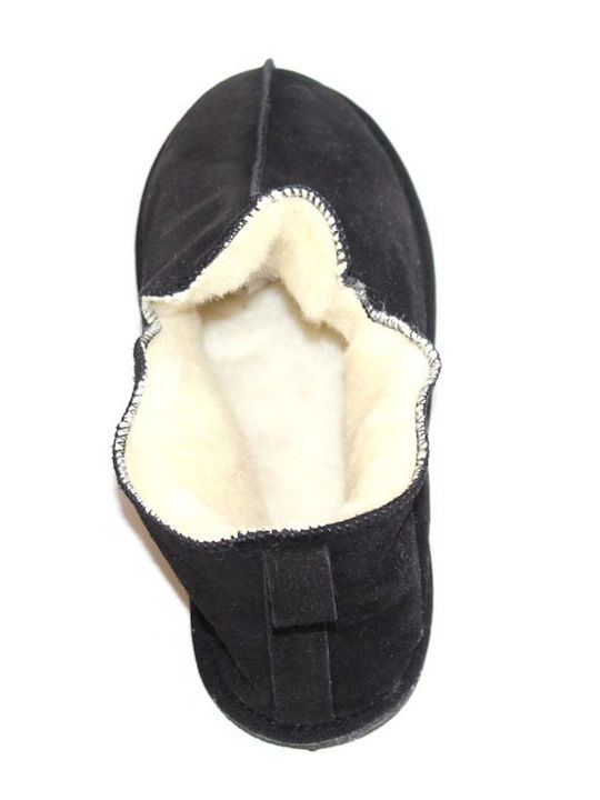 Ανδρεαδάκη Heel Enclosed Men's Slippers with Fur Black