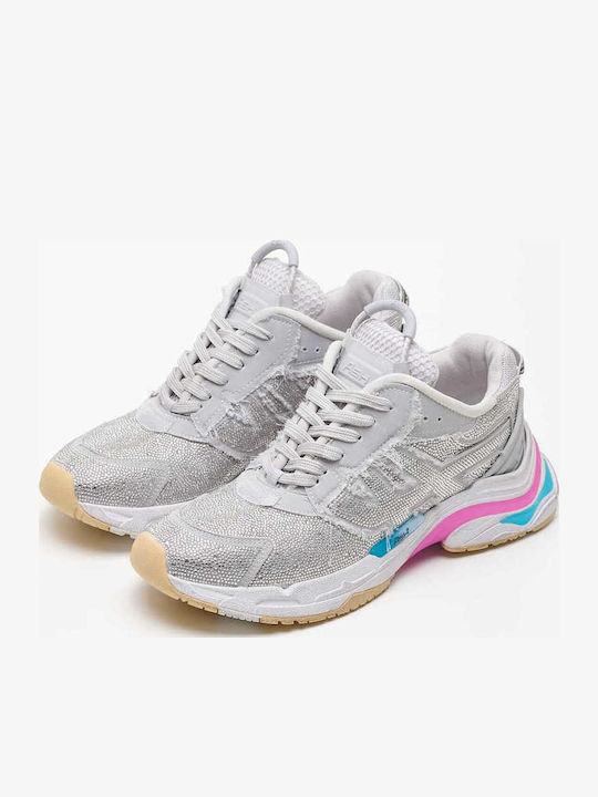 Race Strass Combo B Damen Chunky Sneakers Silber