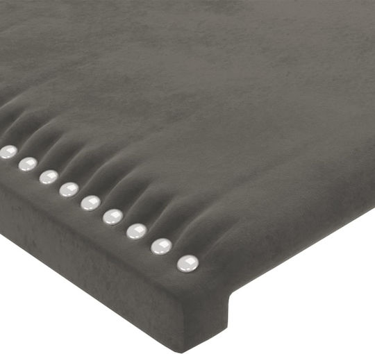 vidaXL Tăblie de Pat cu LED, din Țesătură, Gri Închis, 103x88 cm