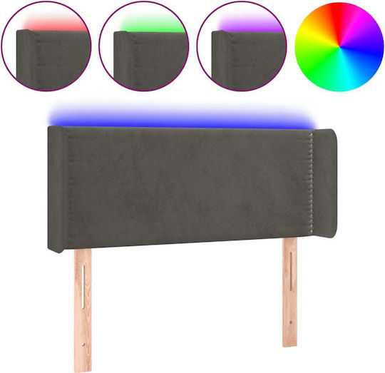 vidaXL Tăblie de Pat cu LED, din Țesătură, Gri Închis, 103x88 cm