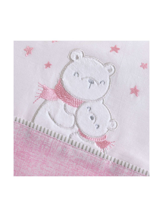 Rythmos Snowball Baby Sheets Set Crib Cotton Pink 100x160cm 3pcs