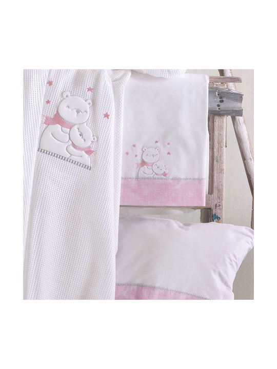 Rythmos Snowball Baby Sheets Set Crib Cotton Pink 100x160cm 3pcs