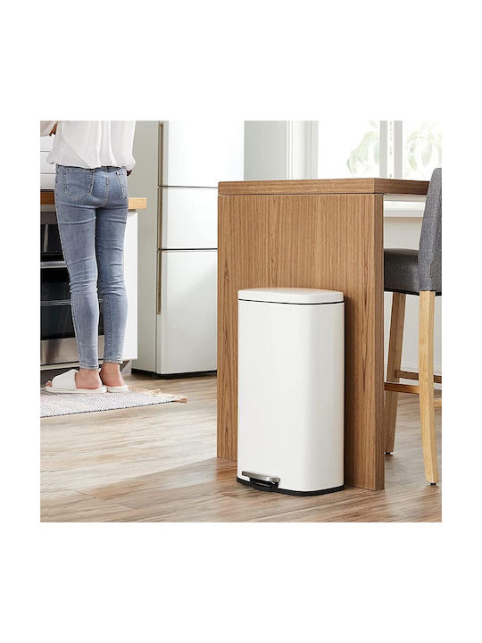 Vesta Soft Close Waste Bin Waste Metallic with Pedal White 30lt 1pcs