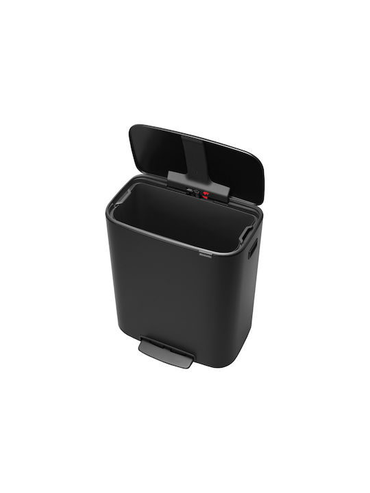 Brabantia Bo Κάδος Απορριμμάτων από Ανοξείδωτο Ατσάλι Matt Black με Πεντάλ 60lt