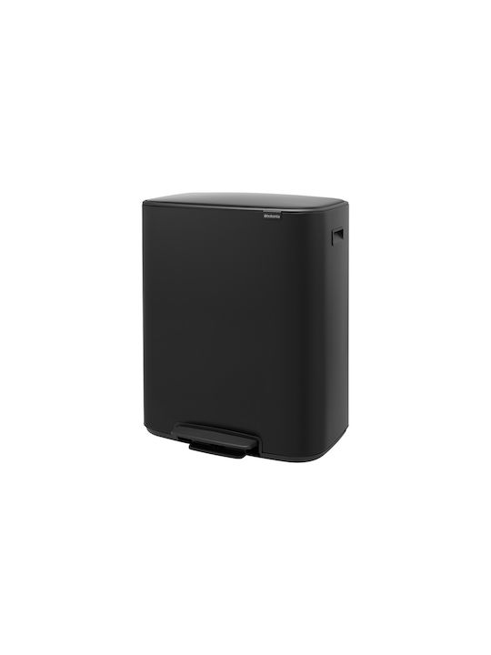 Brabantia Bo Κάδος Απορριμμάτων από Ανοξείδωτο Ατσάλι Matt Black με Πεντάλ 60lt