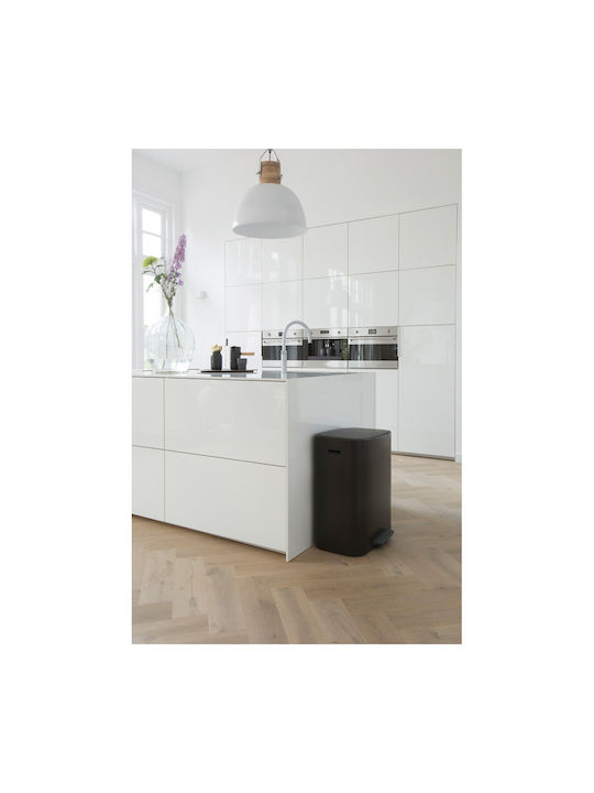 Brabantia Bo Κάδος Απορριμμάτων από Ανοξείδωτο Ατσάλι Matt Black με Πεντάλ 60lt