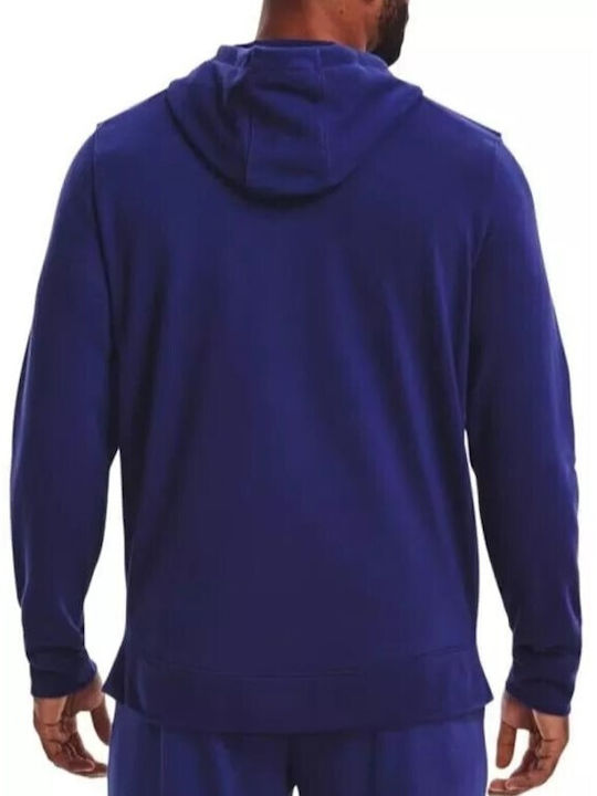 Under Armour Rival Terry Men's Sweatshirt Jacket with Hood and Pockets Navy Blue