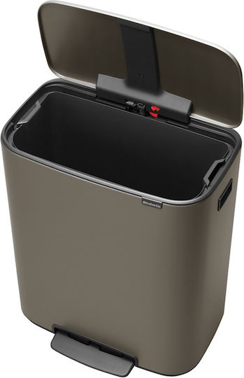 Brabantia Bo Κάδος Απορριμμάτων από Ανοξείδωτο Ατσάλι Platinum με Πεντάλ 60lt