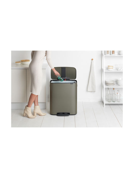 Brabantia Κάδος Bo Απορριμμάτων από Ανοξείδωτο Ατσάλι με Πεντάλ Platinum 60lt