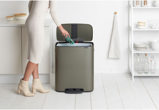 Brabantia Кош за Боклук от Неръждаема Стомана с Педал Platinum 60л