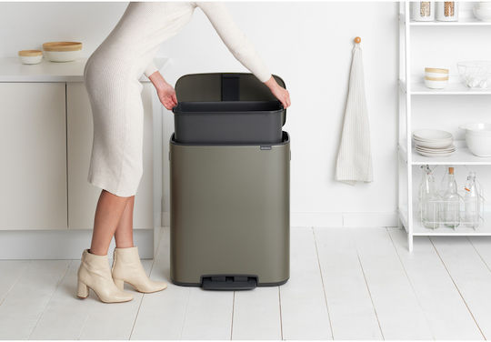Brabantia Кош за Боклук от Неръждаема Стомана с Педал Platinum 60л