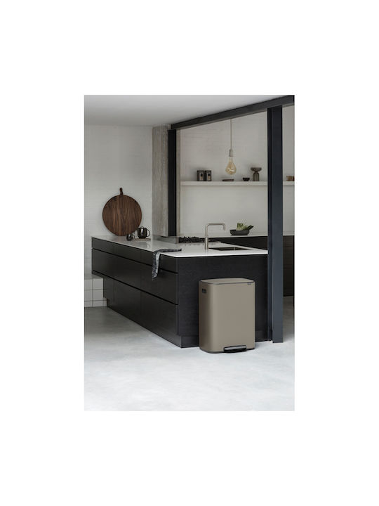 Brabantia Κάδος Bo Απορριμμάτων από Ανοξείδωτο Ατσάλι με Πεντάλ Platinum 60lt