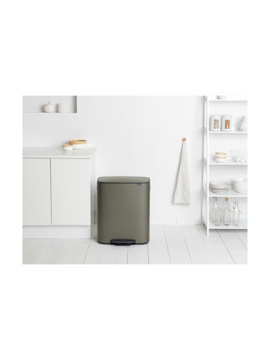 Brabantia Κάδος Bo Απορριμμάτων από Ανοξείδωτο Ατσάλι με Πεντάλ Platinum 60lt