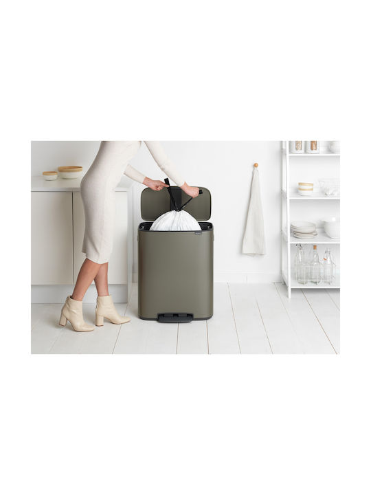 Brabantia Κάδος Bo Απορριμμάτων από Ανοξείδωτο Ατσάλι με Πεντάλ Platinum 60lt