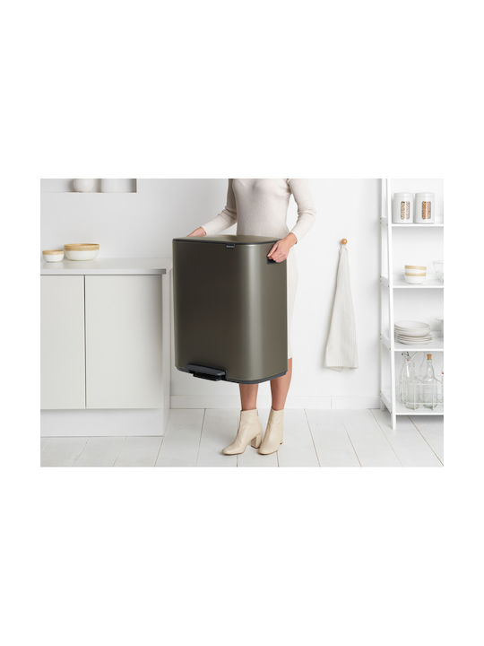 Brabantia Κάδος Bo Απορριμμάτων από Ανοξείδωτο Ατσάλι με Πεντάλ Platinum 60lt