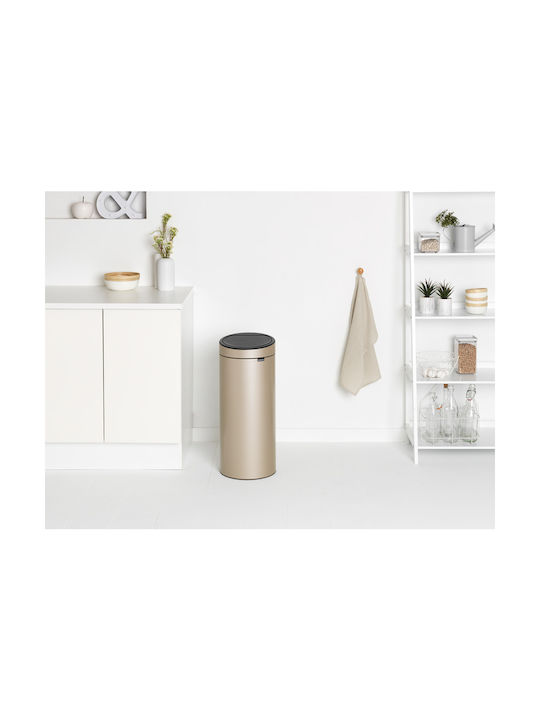 Brabantia Touch New Κάδος Απορριμμάτων από Ανοξείδωτο Ατσάλι Champagne 30lt