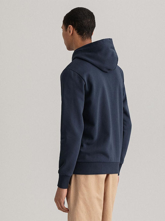 Gant Herren Sweatshirt Jacke mit Kapuze und Taschen Evening Blue