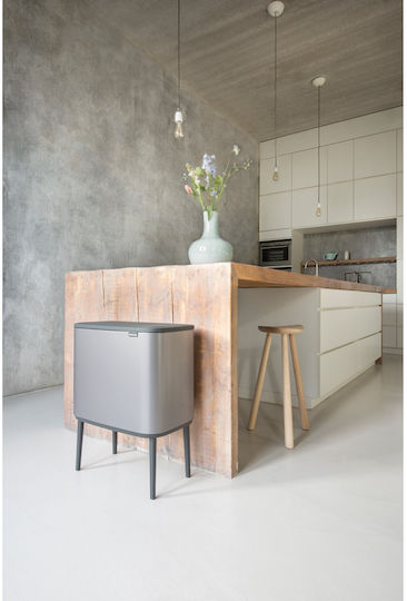 Brabantia Κάδος Bo Ανακύκλωσης από Ανοξείδωτο Ατσάλι Push Platinum 34lt