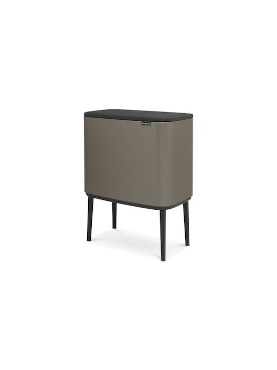 Brabantia Recycling Waste Bin Metallic Push Platinum 33L