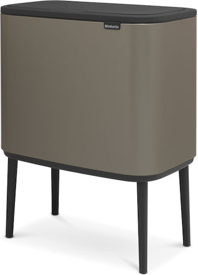 Brabantia Κάδος Bo Ανακύκλωσης Μεταλλικός Push Platinum 33lt