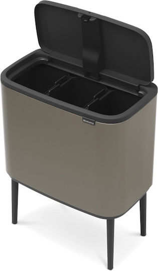 Brabantia Κάδος Bo Ανακύκλωσης Μεταλλικός Push Platinum 33lt