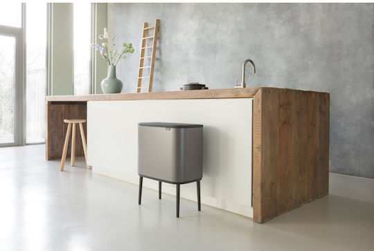 Brabantia Κάδος Bo Ανακύκλωσης Μεταλλικός Push Platinum 33lt