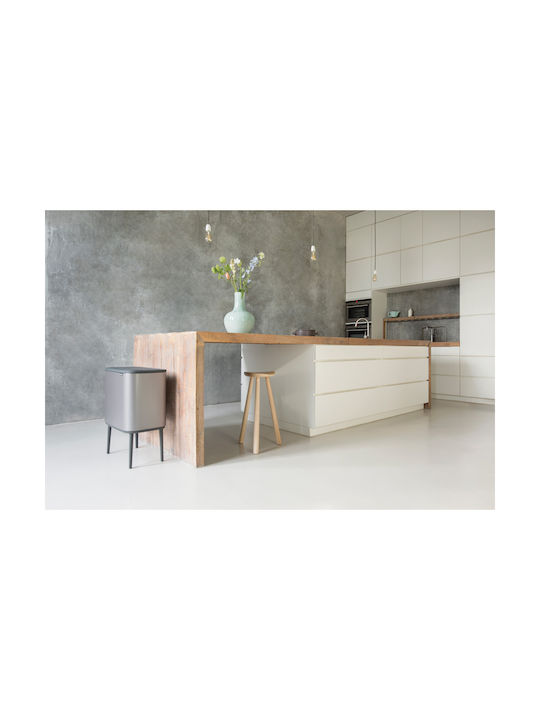 Brabantia Recycling Waste Bin Metallic Push Platinum 33L