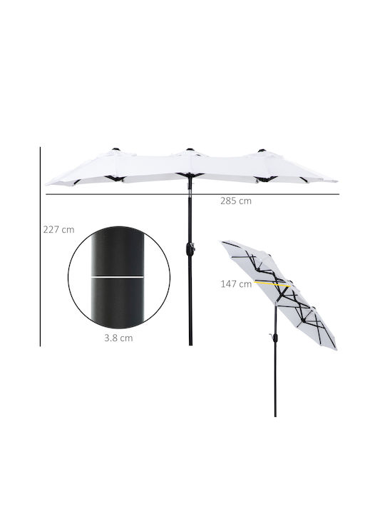 Round Metal Garden & Terrace Parasol White 2.85x1.47m