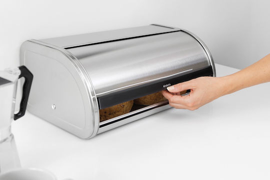 Brabantia Roll Top Bread Box with Lid Metallic Matt Black 44.5x26.2x17.3cm