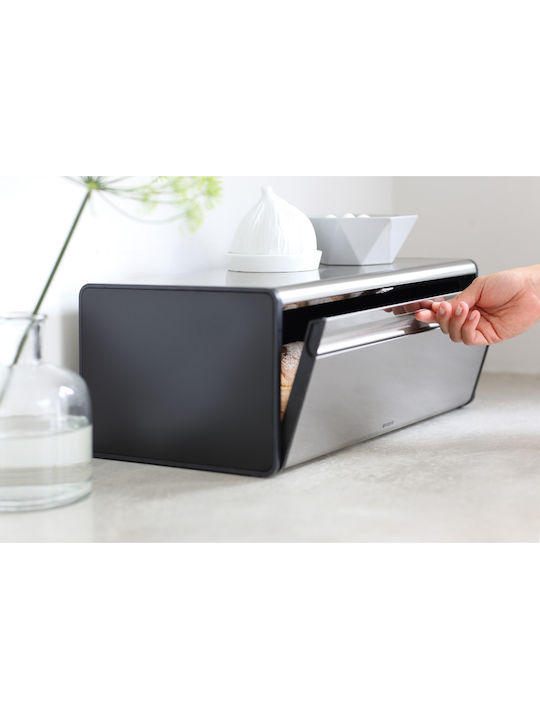 Brabantia Fall Front Bread Box with Lid Metallic Matt Steel 46.5x25x18.7cm