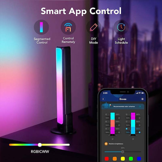 Govee Smart Διακοσμητικό Φωτιστικό Flow Plus LED RGBIC Μπάρα 2τμχ 8.4x8.4x26.6εκ.