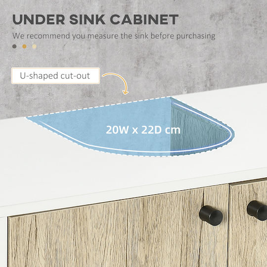 Kleankin 834-443V01 Πάγκος χωρίς Νιπτήρα Μ60xΒ30xΥ60cm Δρυς