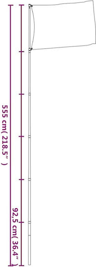 Flagpole Polyester Telescopic Silver 5.55 m made of Aluminum