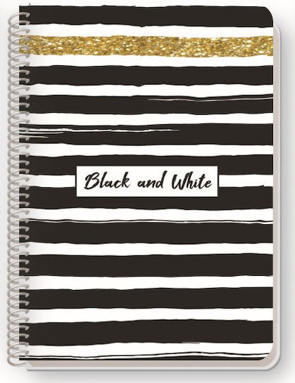 Black & White Spirale Schulheft Geregelt A4 35 Papiereinlagen Gold Verschiedene Designs