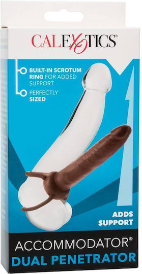 Calexotics Accomodator Dual Penetrator με Dildo 13cm σε Καφέ Χρώμα