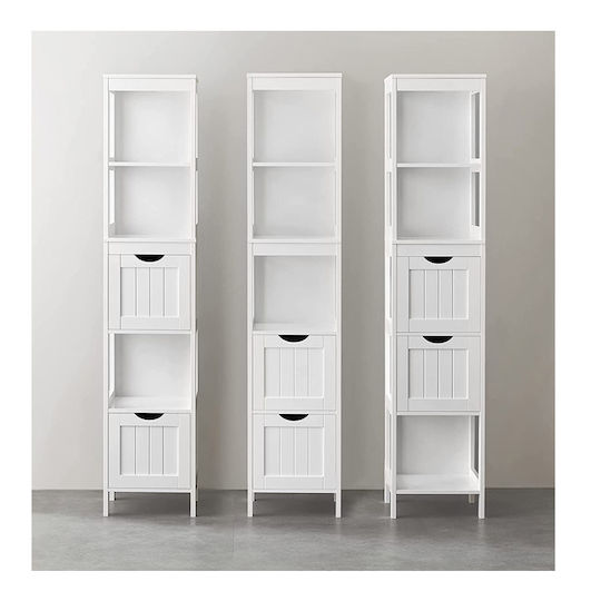 Vasagle Στήλη Μπάνιου Δαπέδου Μ30xΒ30xΥ141.5cm Λευκή