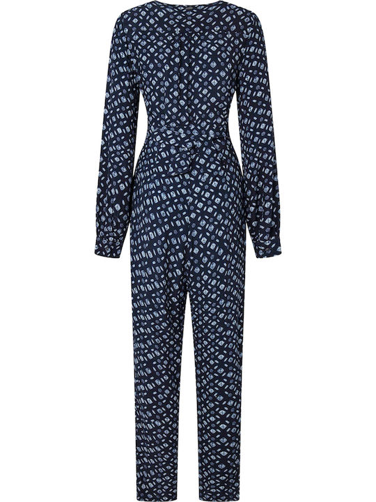 Edalia Women's Long-sleeved One-piece Suit Navy Blue