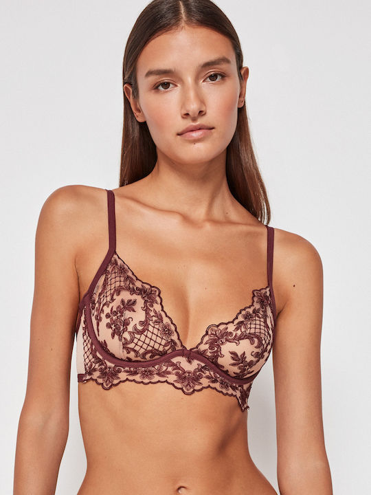 Gisela Lace Underwear Set with Bra & Brazil Burgundy