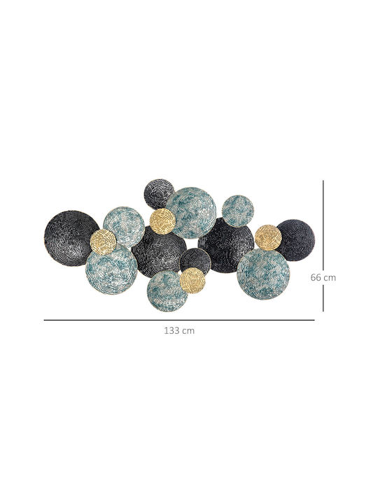 HomCom 3D Blue Geometric Wall Decor Element Made of Metal 133cm