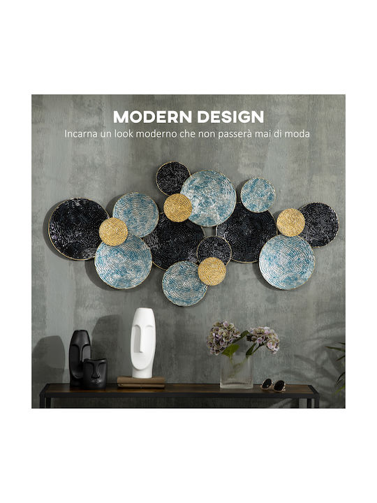 HomCom 3D Blue Geometric Wall Decor Element Made of Metal 133cm