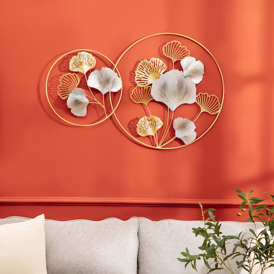 HomCom 3D Wanddekoration Gold Aus Metall 138x70cm