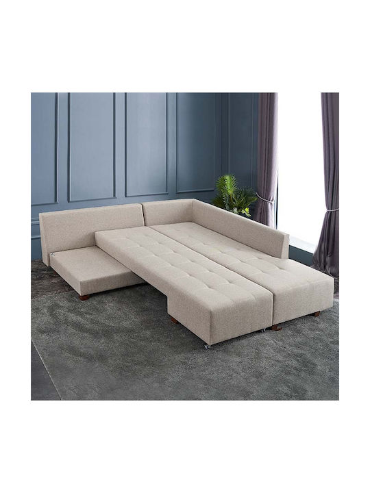 Манама Ъглов Диван Спалня с Десен Ъгъл Крем 280x206x85см