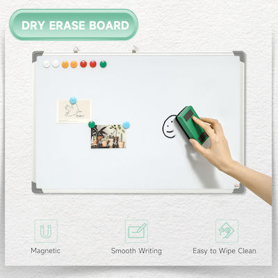 HomCom Magnetic Hanging Dry Erase Board 90x60cm